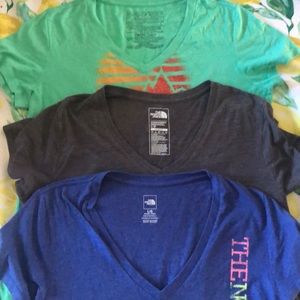 Three t-shirts - two north face and one patagonia